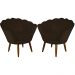 Kit 02 Poltronas Decorativa Pétala Pés Palito Suede Marrom