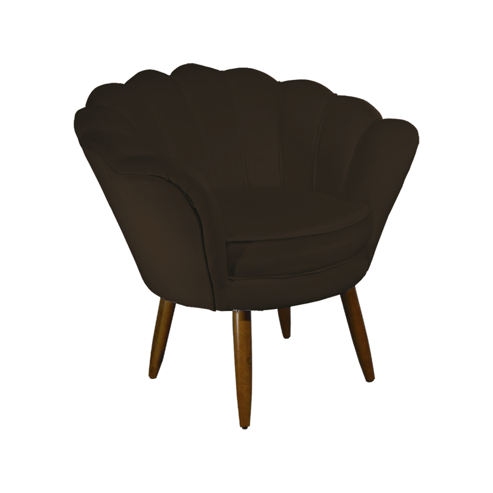 Kit 02 Poltronas Decorativa Pétala Pés Palito Suede Marrom