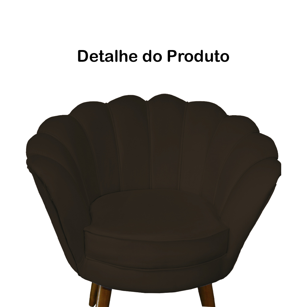 Kit 02 Poltronas Decorativa Pétala Pés Palito Suede Marrom