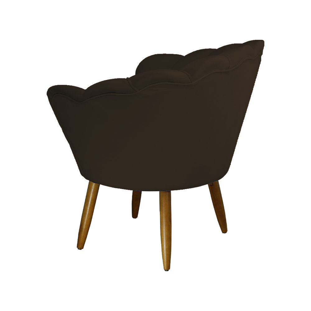 Kit 02 Poltronas Decorativa Pétala Pés Palito Suede Marrom
