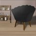 Kit 02 Poltronas Decorativa Pétala Pés Palito Suede Preto