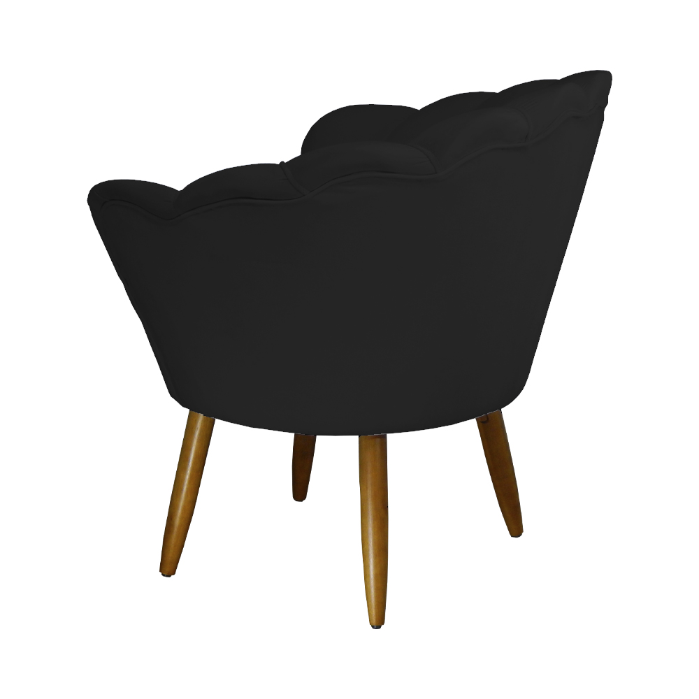 Kit 02 Poltronas Decorativa Pétala Pés Palito Suede Preto