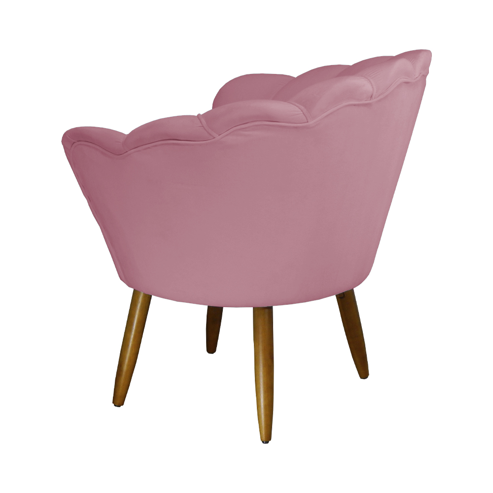 Kit 02 Poltronas Decorativa Pétala Pés Palito Suede Rosa