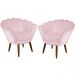 Kit 02 Poltronas Decorativa Pétala Pés Palito Suede Rosa Bebê
