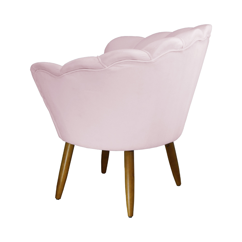 Kit 02 Poltronas Decorativa Pétala Pés Palito Suede Rosa Bebê