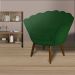 Kit 02 Poltronas Decorativa Pétala Pés Palito Suede Verde - DS Estofados