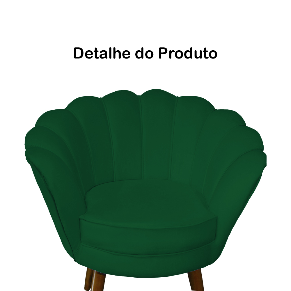 Kit 02 Poltronas Decorativa Pétala Pés Palito Suede Verde - DS Estofados