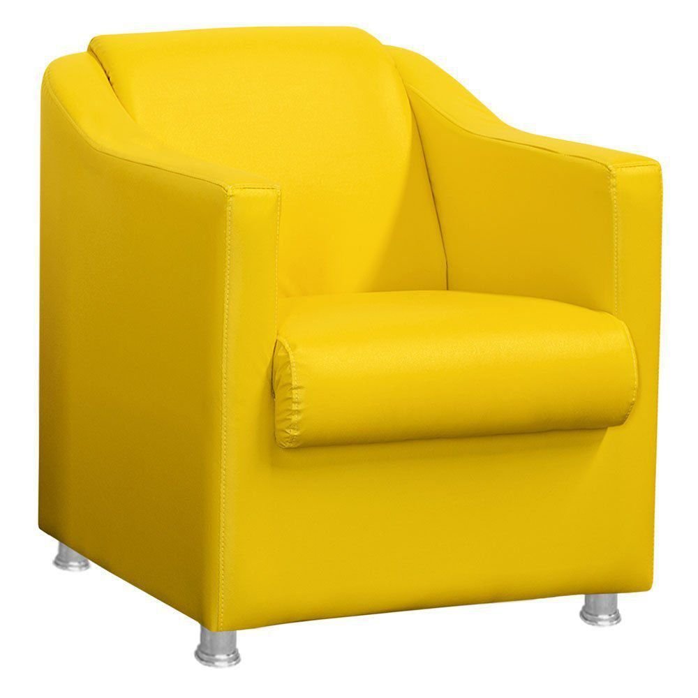 Kit 02 Poltronas Decorativa Para Sala e Escritório Tilla Napa Amarelo - DS Estofados