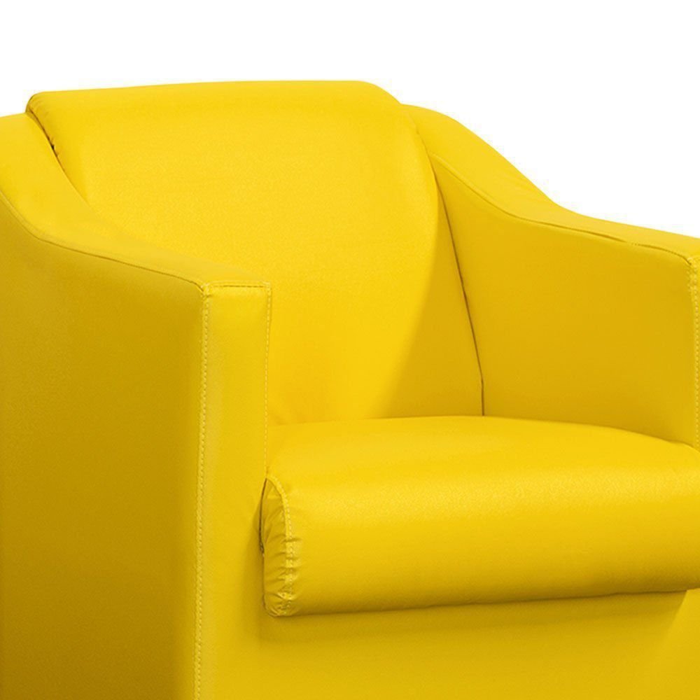 Kit 02 Poltronas Decorativa Para Sala e Escritório Tilla Napa Amarelo - DS Estofados