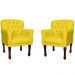 Kit 02 Poltronas Decorativas Anita Pés Luis XV Suede Amarelo - DS Estofados