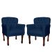Kit 02 Poltronas Decorativas Anita Pés Luis XV Suede Azul Marinho - DS Estofados