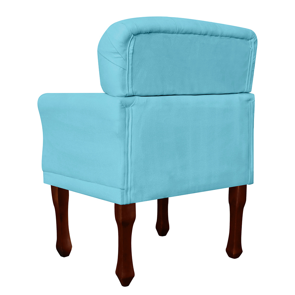Kit 02 Poltronas Decorativas Anita Pés Luis XV Suede Azul Turquesa - DS Estofados