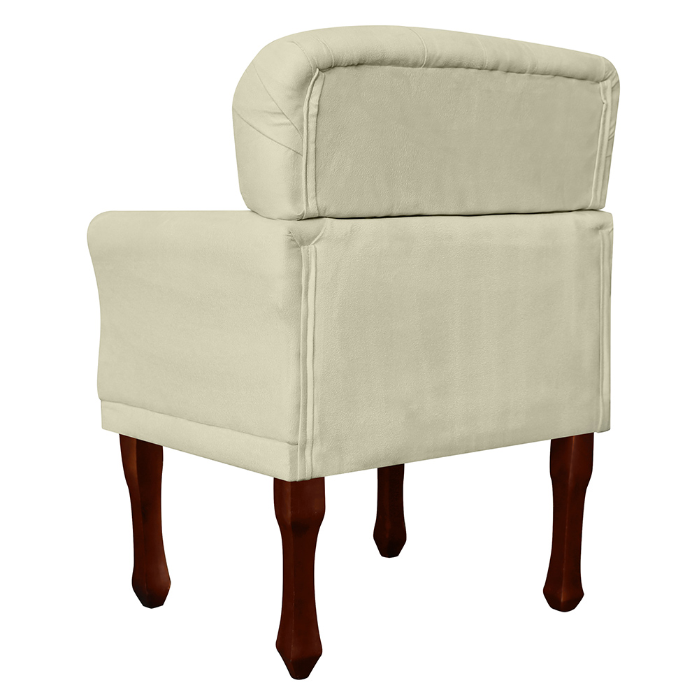 Kit 02 Poltronas Decorativas Anita Pés Luis XV Suede Bege - DS Estofados
