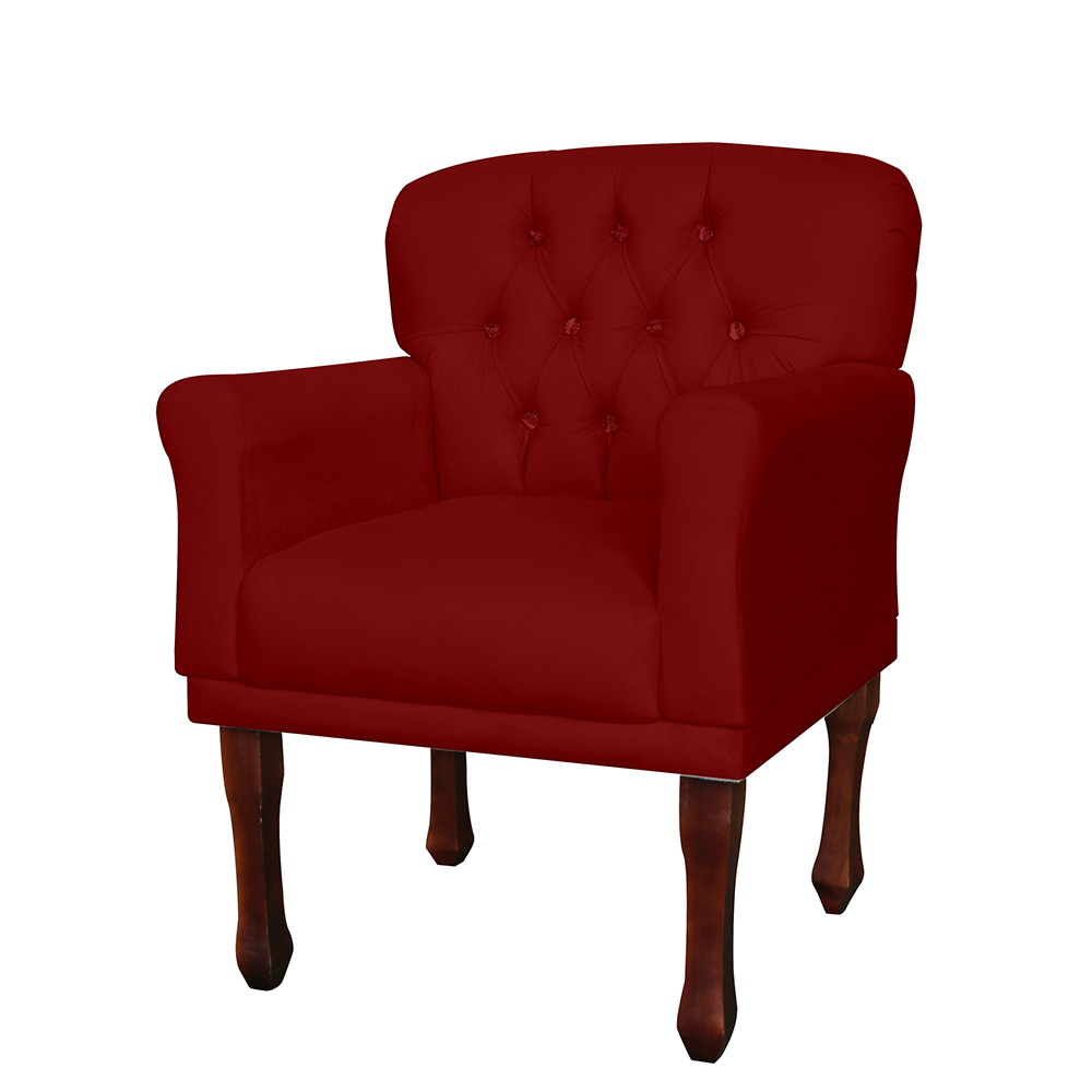 Kit 02 Poltronas Decorativas Anita Pés Luis XV Suede Bordô - DS Estofados