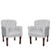 Kit 02 Poltronas Decorativas Anita Pés Luis XV Suede Branco - DS Estofados