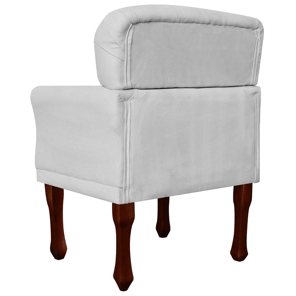 Kit 02 Poltronas Decorativas Anita Pés Luis XV Suede Branco - DS Estofados