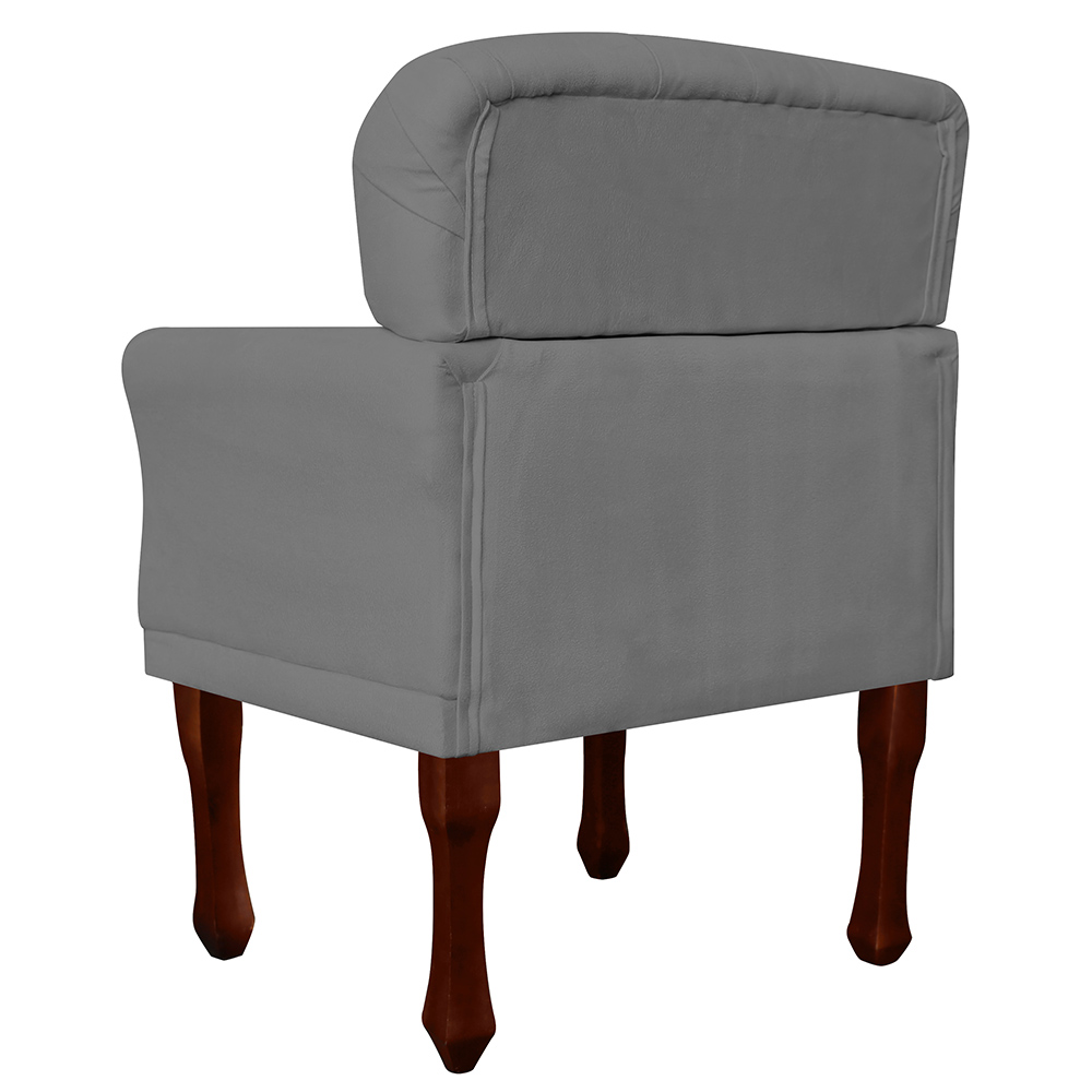 Kit 02 Poltronas Decorativas Anita Pés Luis XV Suede Cinza - DS Estofados