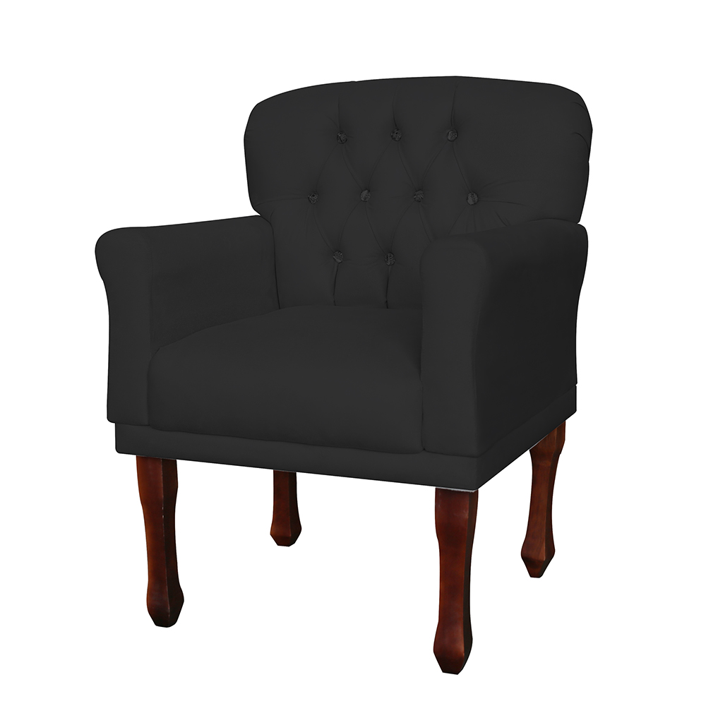 Kit 02 Poltronas Decorativas Anita Pés Luis XV Suede Preto - DS Estofados
