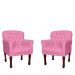 Kit 02 Poltronas Decorativas Anita Pés Luis XV Suede Rosa - DS Estofados