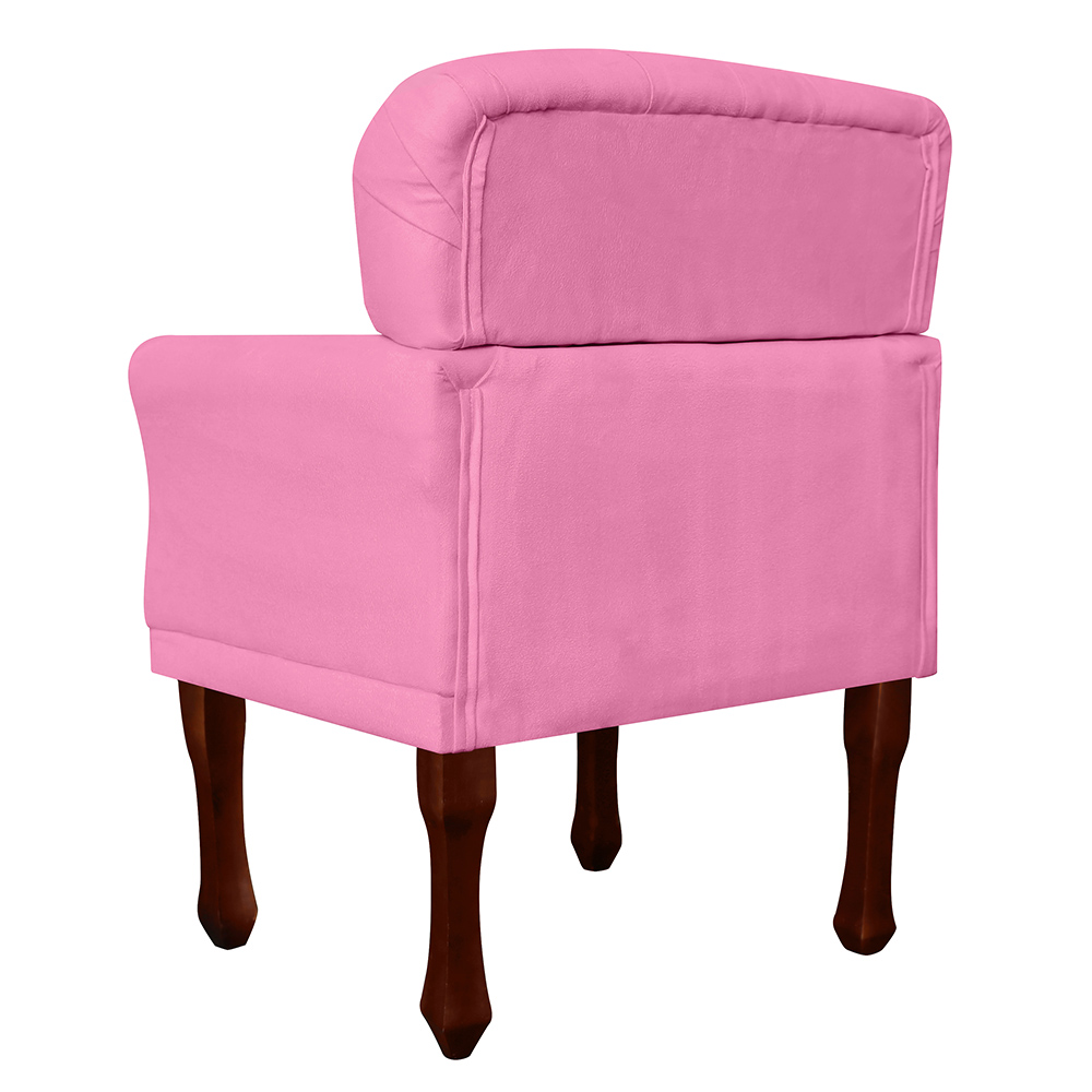 Kit 02 Poltronas Decorativas Anita Pés Luis XV Suede Rosa - DS Estofados