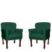 Kit 02 Poltronas Decorativas Anita Pés Luis XV Suede Verde - DS Estofados