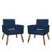Kit 02 Poltronas Decorativas Camila Pés Palito Suede Azul Marinho - DS Estofados