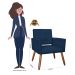 Kit 02 Poltronas Decorativas Camila Pés Palito Suede Azul Marinho - DS Estofados