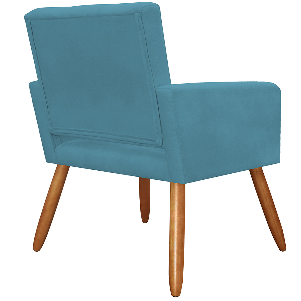 Kit 02 Poltronas Decorativas Camila Pés Palito Suede Azul Turquesa - DS Estofados