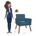 Kit 02 Poltronas Decorativas Camila Pés Palito Suede Azul Turquesa - DS Estofados