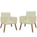 Kit 02 Poltronas Decorativas Camila Pés Palito Suede Bege - DS Estofados