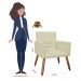 Kit 02 Poltronas Decorativas Camila Pés Palito Suede Bege - DS Estofados