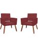 Kit 02 Poltronas Decorativas Camila Pés Palito Suede Bordô - DS Estofados