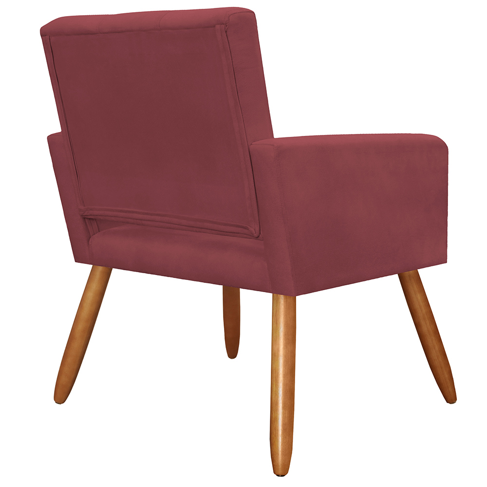 Kit 02 Poltronas Decorativas Camila Pés Palito Suede Bordô - DS Estofados
