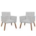 Kit 02 Poltronas Decorativas Camila Pés Palito Suede Branco - DS Estofados
