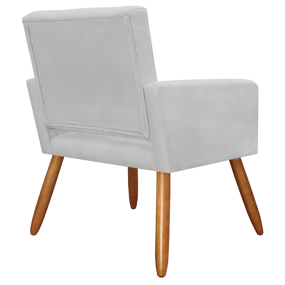 Kit 02 Poltronas Decorativas Camila Pés Palito Suede Branco - DS Estofados