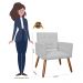 Kit 02 Poltronas Decorativas Camila Pés Palito Suede Branco - DS Estofados