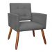 Kit 02 Poltronas Decorativas Camila Pés Palito Suede Cinza - DS Estofados