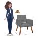 Kit 02 Poltronas Decorativas Camila Pés Palito Suede Cinza - DS Estofados