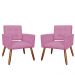 Kit 02 Poltronas Decorativas Camila Pés Palito Suede Rosa - DS Estofados