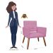 Kit 02 Poltronas Decorativas Camila Pés Palito Suede Rosa - DS Estofados