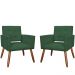 Kit 02 Poltronas Decorativas Camila Pés Palito Suede Verde - DS Estofados