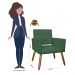 Kit 02 Poltronas Decorativas Camila Pés Palito Suede Verde - DS Estofados