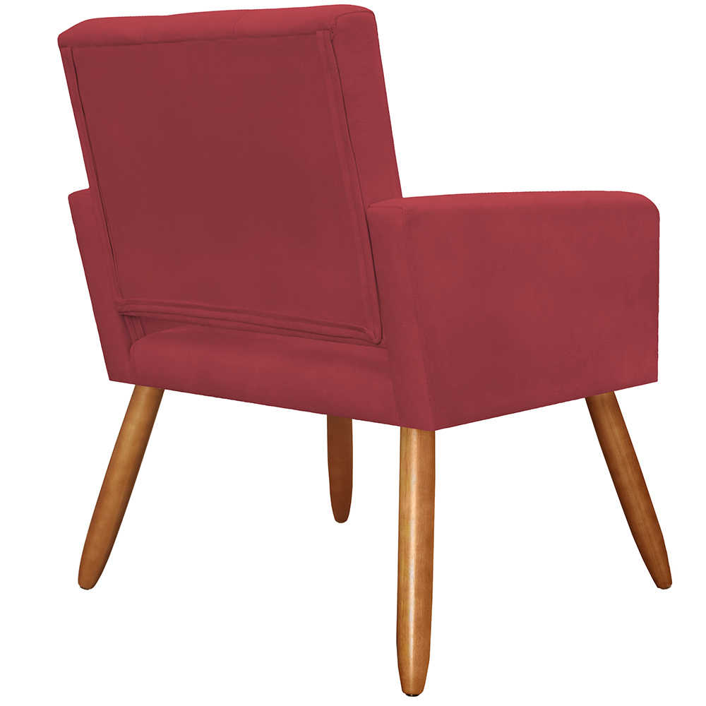 Kit 02 Poltronas Decorativas Camila Pés Palito Suede Vermelho - DS Estofados