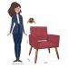 Kit 02 Poltronas Decorativas Camila Pés Palito Suede Vermelho - DS Estofados