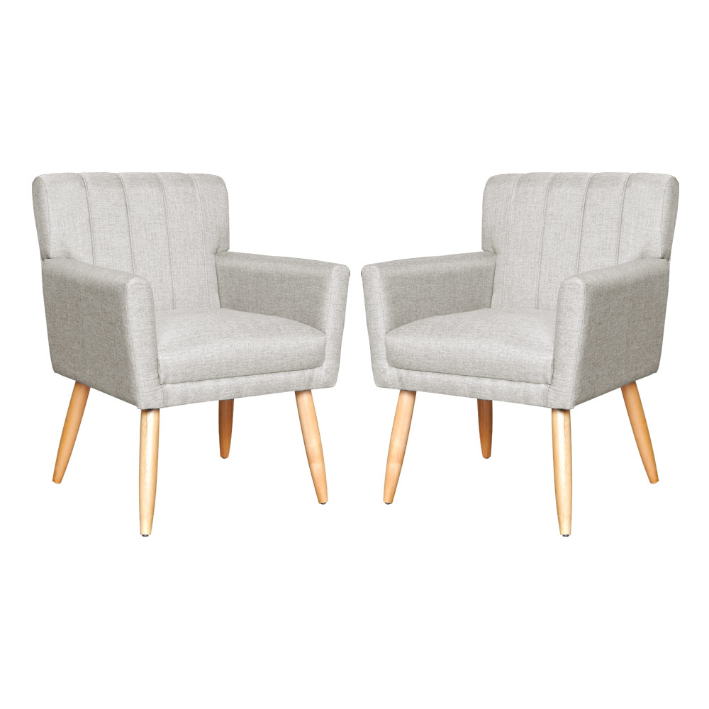 Kit 02 Poltronas Decorativas Cecília Linho Bege - DS Móveis
