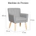Kit 02 Poltronas Decorativas Cecília Linho Cinza - DS Móveis