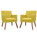 Kit 02 Poltronas Decorativas Cecilia Pés Palito Suede Amarelo - DS Estofados