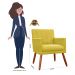 Kit 02 Poltronas Decorativas Cecilia Pés Palito Suede Amarelo - DS Estofados