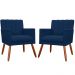Kit 02 Poltronas Decorativas Cecilia Pés Palito Suede Azul Marinho - DS Estofados