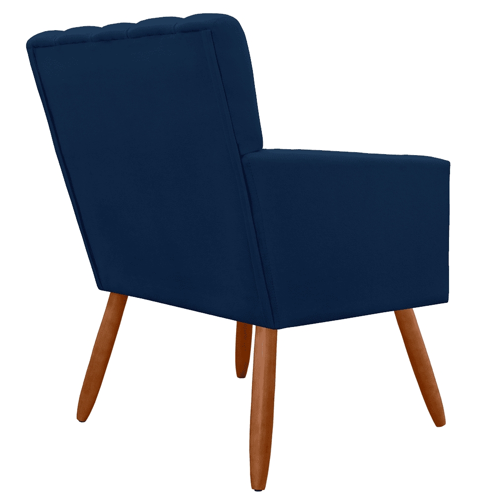Kit 02 Poltronas Decorativas Cecilia Pés Palito Suede Azul Marinho - DS Estofados